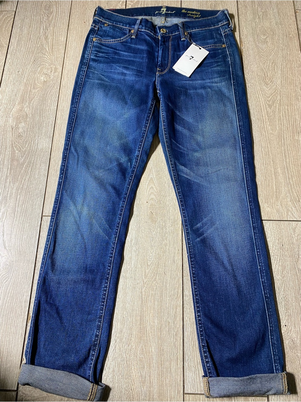 NWT 7 For All Mankind "The Modern Straight" Blue Jeans Size 28 Y2K
